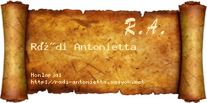 Rádi Antonietta névjegykártya